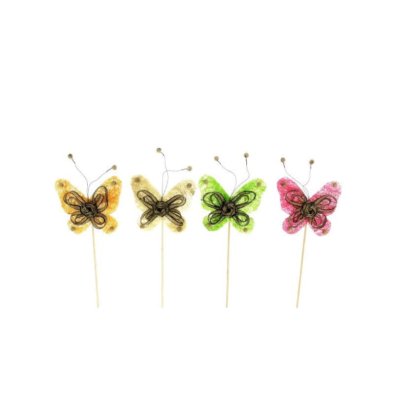 Paquet de 12 pics papillon (assortiment 4 couleurs) - Envol - Accessoires composition
