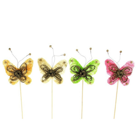 Paquet de 12 pics papillon - Grossiste accessoire fleuriste - Materiel décoratif - Pic papillon