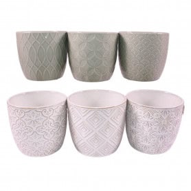 Cache-pot conique D. 8cm (assortiment 6 modèles) - Equateur - Grossiste contenants fleuristes