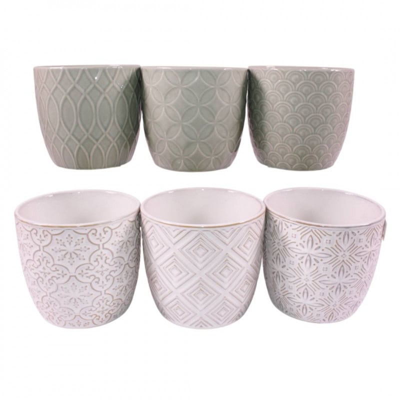 Cache-pot conique D. 8cm (assortiment 6 modèles) - Equateur - Grossiste contenants fleuristes Cache-pot conique D. 8cm (assortiment 6 modèles) - Equateur - Grossiste contenants fleuristes