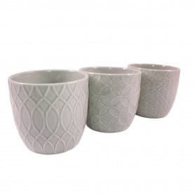 Cache-pot conique D. 12cm (assortiment 6 modèles) - Equateur - Grossiste contenants fleuristes