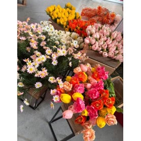 Bouquet de 7 tulipes plusieurs couleurs - Lily - Grossiste fleurs artificielles