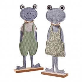 Boite de 2 grenouilles en feutrine (assortiment 2 modèles) - Coua - Grossiste décoration printemps