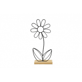 Boite de 4 fleurs en métal noir - Marguerite - Grossiste décoration printemps