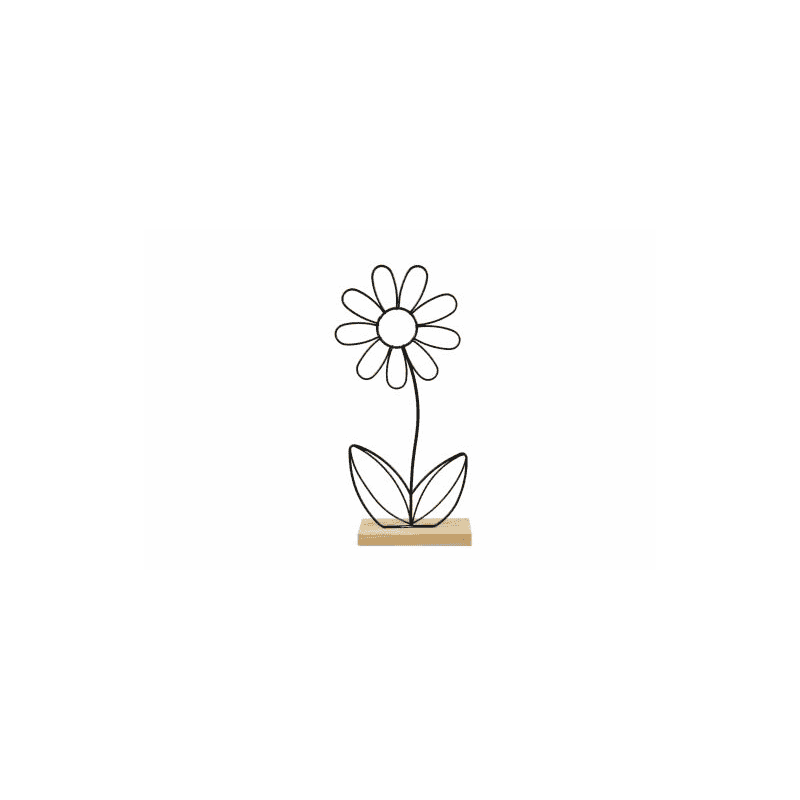 Boite de 4 fleurs en métal noir - Marguerite - Grossiste décoration printemps Boite de 4 fleurs en métal noir - Marguerite - Grossiste décoration printemps