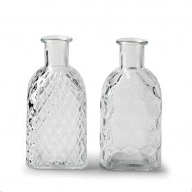 Soliflor carré à motifs D. 6.5cm x H. 13.5cm (assortiment 2 motifs) - Fantaisie - Grossiste verrerie