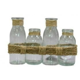 Ensemble de vases en verre/corde 3 modèles - Renoso - Grossiste verrerie