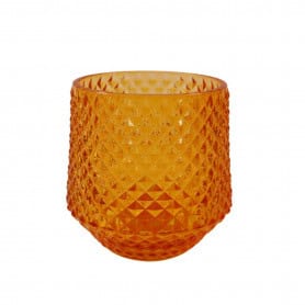 Photophore orange D. 8cm x H. 10cm - Pointillé - Grossiste verrerie