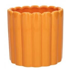 Cache-pot en céramique orange 3 tailles - Cannelé - Grossiste pour fleuristes