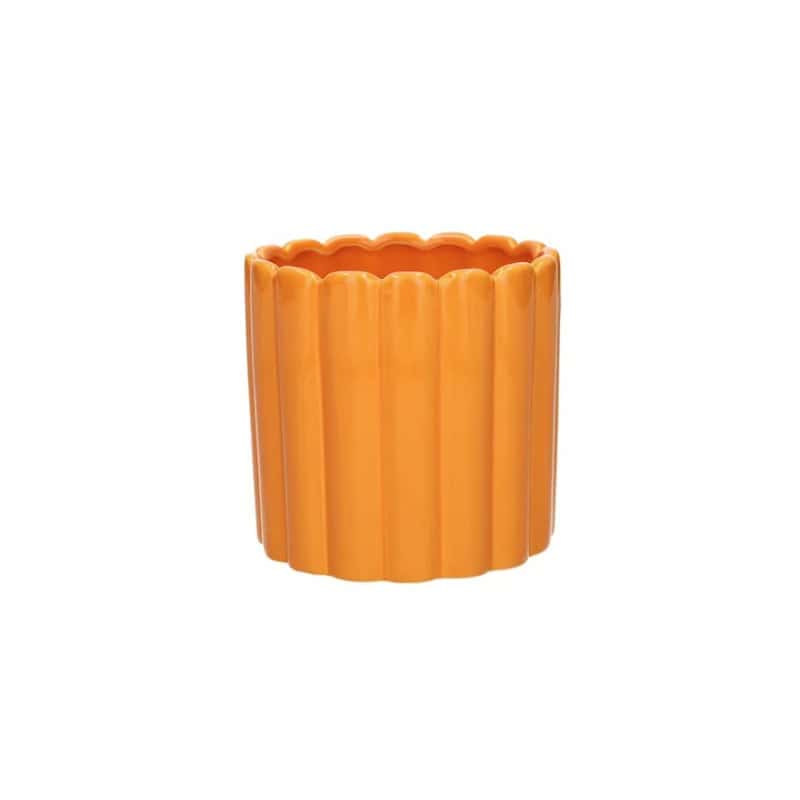 Cache-pot en céramique orange 3 tailles - Cannelé - Grossiste pour fleuristes Cache-pot en céramique orange 3 tailles - Cannelé - Grossiste pour fleuristes