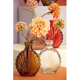 Vase coquillage en verre 2 couleurs - Evantail - Contenants - Grossiste fleuriste