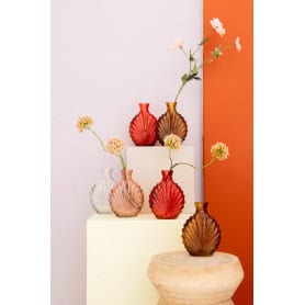 Vase coquillage en verre 2 couleurs - Evantail - Contenants - Grossiste fleuriste