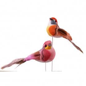 12 oiseaux sur pic Visua - Matériel pour fleuriste et décoration