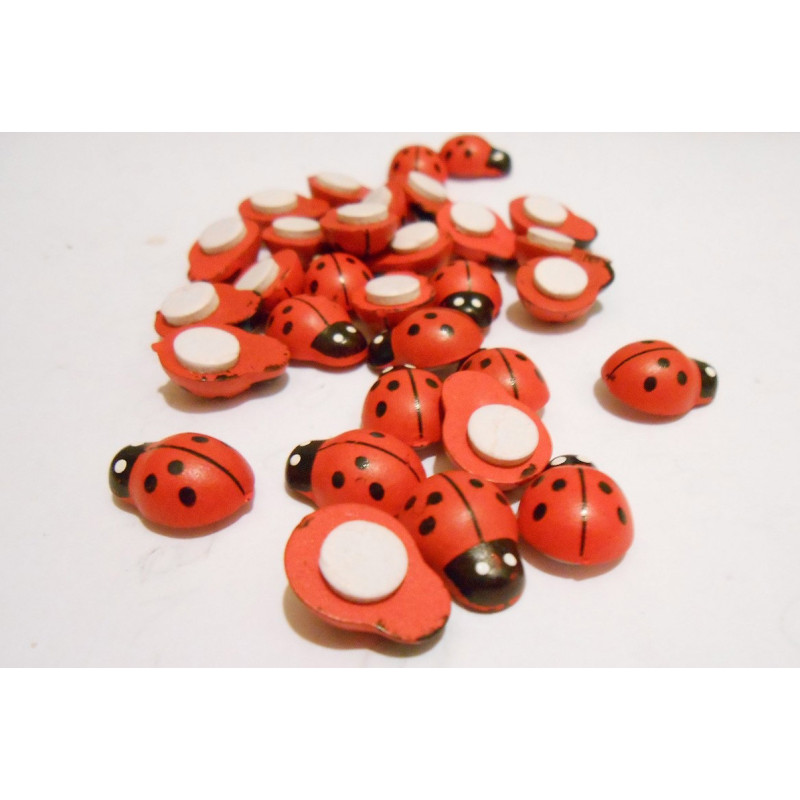 Coccinelle bois à coller - Grossiste éléments de décorations