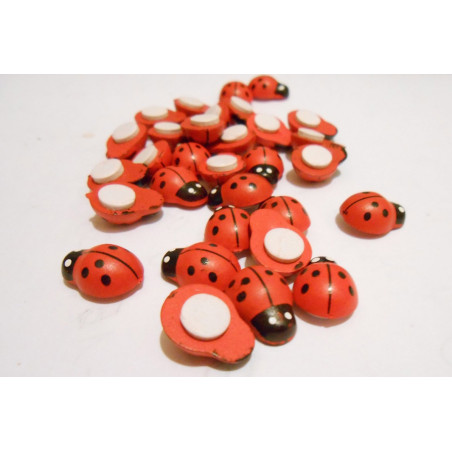Coccinelle bois à coller - Grossiste éléments de décorations