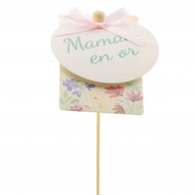 Paquet de 12 pics fête des mères - Maman en or - Grossiste élément de composition