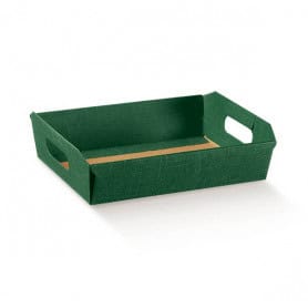 Barquette en kraft vert 2 tailles - Milda - Grossiste panier garni