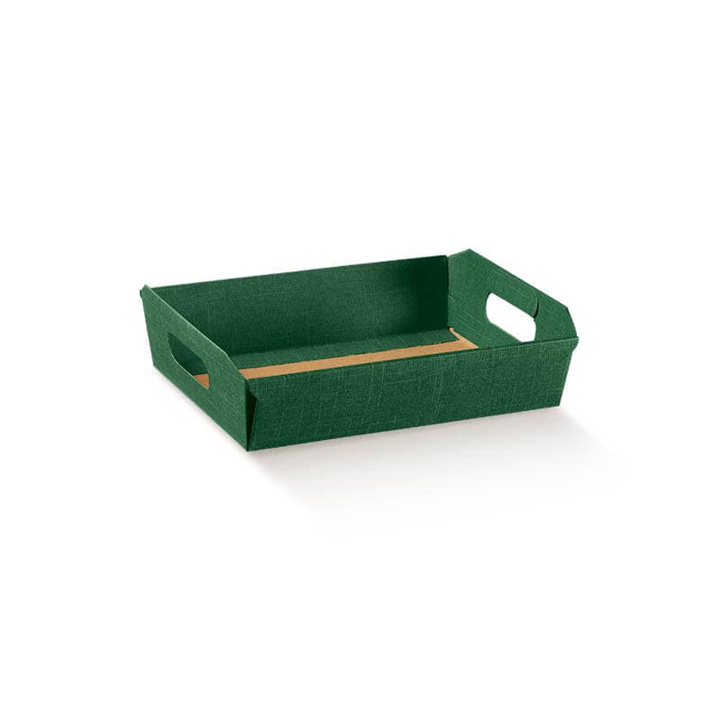 Barquette en kraft vert 2 tailles - Milda - Grossiste panier garni Barquette en kraft vert 2 tailles - Milda - Grossiste panier garni