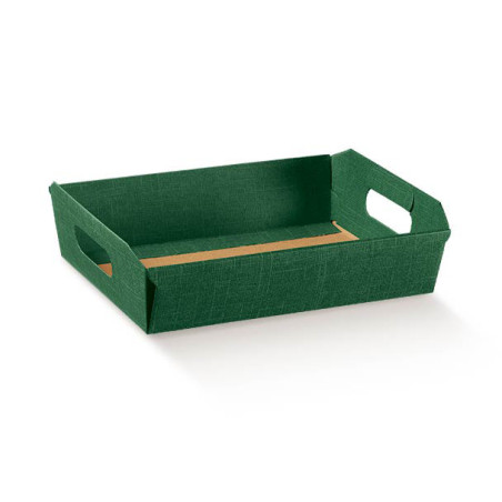 Barquette en kraft vert 2 tailles - Milda - Grossiste panier garni
