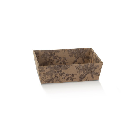 Barquette en kraft feuillage 2 tailles - Forest - Grossiste panier garni
