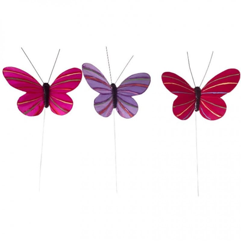 Paquet de 12 pics 2 tailles - Papillon - Grossiste accessoire composition