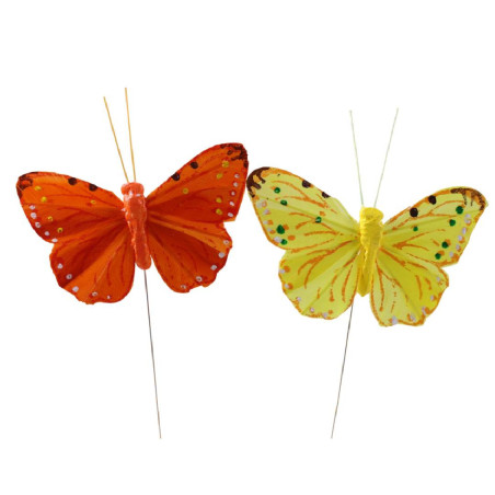 Paquet de 12 pics 2 tailles - Papillon - Grossiste accessoire composition