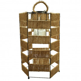 Lanterne hexagonale métal et corde - Grossiste fleuriste déco tendance