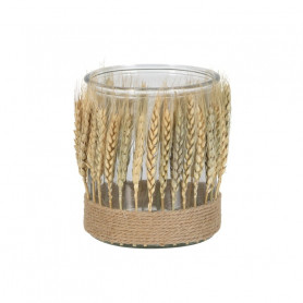Photophore en verre D. 10cm - Epi de blé - Grossiste décoration