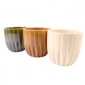 Cache-pot céramique (assortiment 3 couleurs) - Flocina - Grossiste contenants plantes