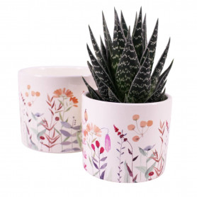 Cache-pot cylindre fleuri 2 tailles - Erublé - Fournisseur contenants fleuristes