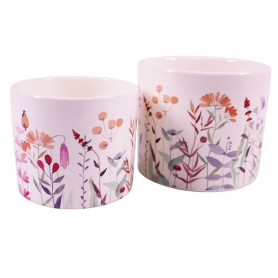 Cache-pot cylindre fleuri 2 tailles - Erublé - Fournisseur contenants fleuristes