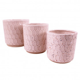 Cache-pot en céramique à motif 3 tailles - Nid d'abeille - Fournisseur contenants plantes