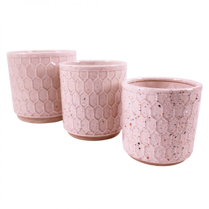 Cache-pot en céramique à motif 3 tailles - Nid d'abeille - Fournisseur contenants plantes Cache-pot en céramique à motif 3 tailles - Nid d'abeille - Fournisseur contenants plantes