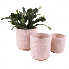 Cache-pot en céramique à motif 3 tailles - Nid d'abeille - Fournisseur contenants plantes
