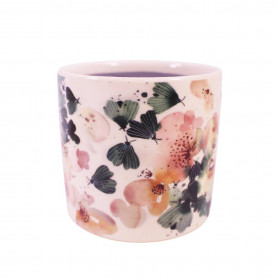 Cache-pot cylindre décor floral 3 tailles - Feulys - Grossiste contenants céramiques