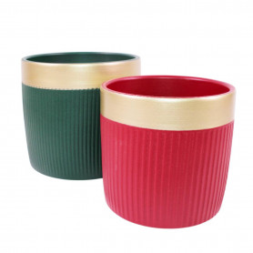 Cache-pot bande or (assortiment 2 couleurs) 2 tailles - Doréa - Grossiste contenants céramiques