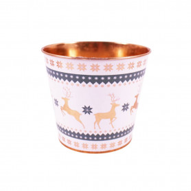 Cache-pot en zinc à motif 2 tailles - Givrella - Grossiste contenants Noël
