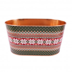 Jardinière ovale motif Noël (assortiment 2 couleurs) - Cannelia - Grossiste contenants fleuristes