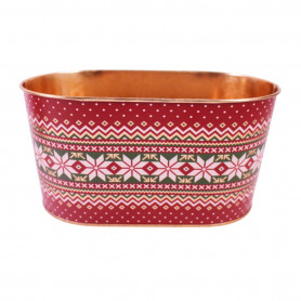 Jardinière ovale motif Noël (assortiment 2 couleurs) - Cannelia - Grossiste contenants fleuristes