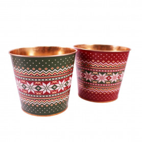 Cache-pot motif Noël (assortiment 2 couleurs) 2 tailles - Cannelia - Grossiste contenants fleuristes