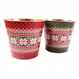 Cache-pot motif Noël (assortiment 2 couleurs) 2 tailles - Cannelia - Grossiste contenants fleuristes
