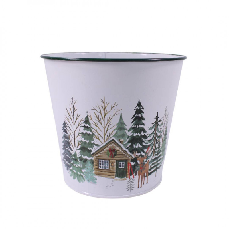 Cache-pot en zinc décoré 2 tailles - Nevalis - Grossiste contenants fleuristes