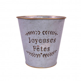 Cache-pot en zinc "joyeuses fêtes" 2 tailles - Noëlis - Grossiste fournisseurs contenants