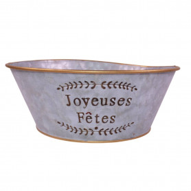 Coupe en zinc "joyeuses fêtes" - Noëlis - Grossiste contenants compositions