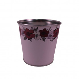 Cache-pot crème en zinc 2 tailles - Frise florale - Fournisseur contenants automne