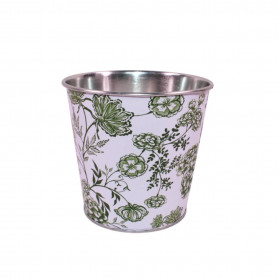 Cache-pot en zinc fleurs - All over - Grossiste contenants fleuristes