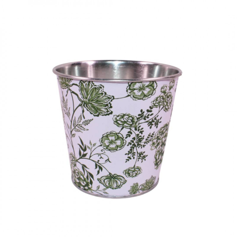 Cache-pot en zinc fleurs - All over - Grossiste contenants fleuristes