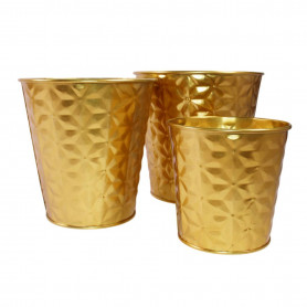 Cache-pot en zinc à motif 3 tailles - Magico - Grossiste contenants Noël