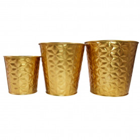 Cache-pot en zinc à motif 3 tailles - Magico - Grossiste contenants Noël