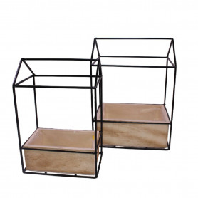 Jardinière en bois avec structure métal 2 tailles - Rennea - Grossiste fleuristes